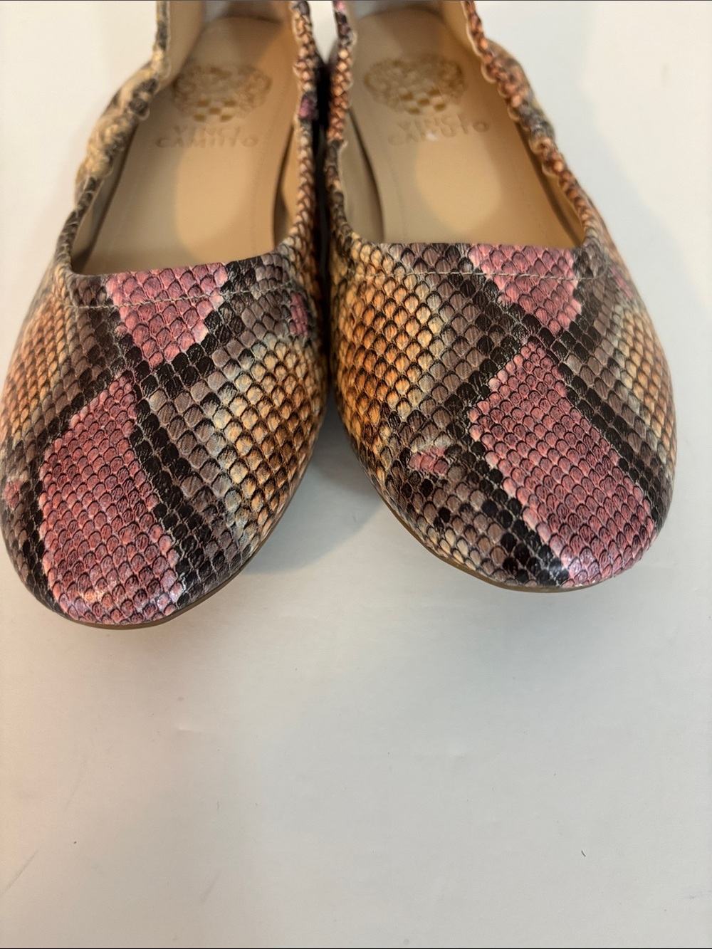 Vince Comuto Leather Snakeskin Ballet Flats Size 7.5 M - Picture 4 of 14